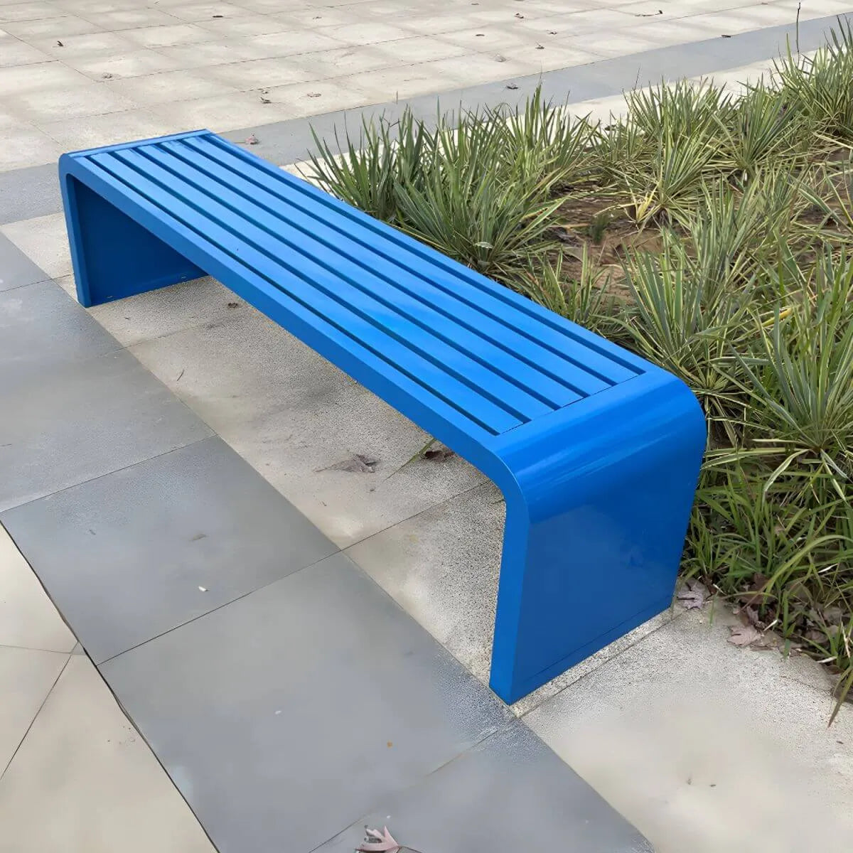Sculptural Nordic Metal Bench with High-Gloss Color Finish Main Product Image Main image