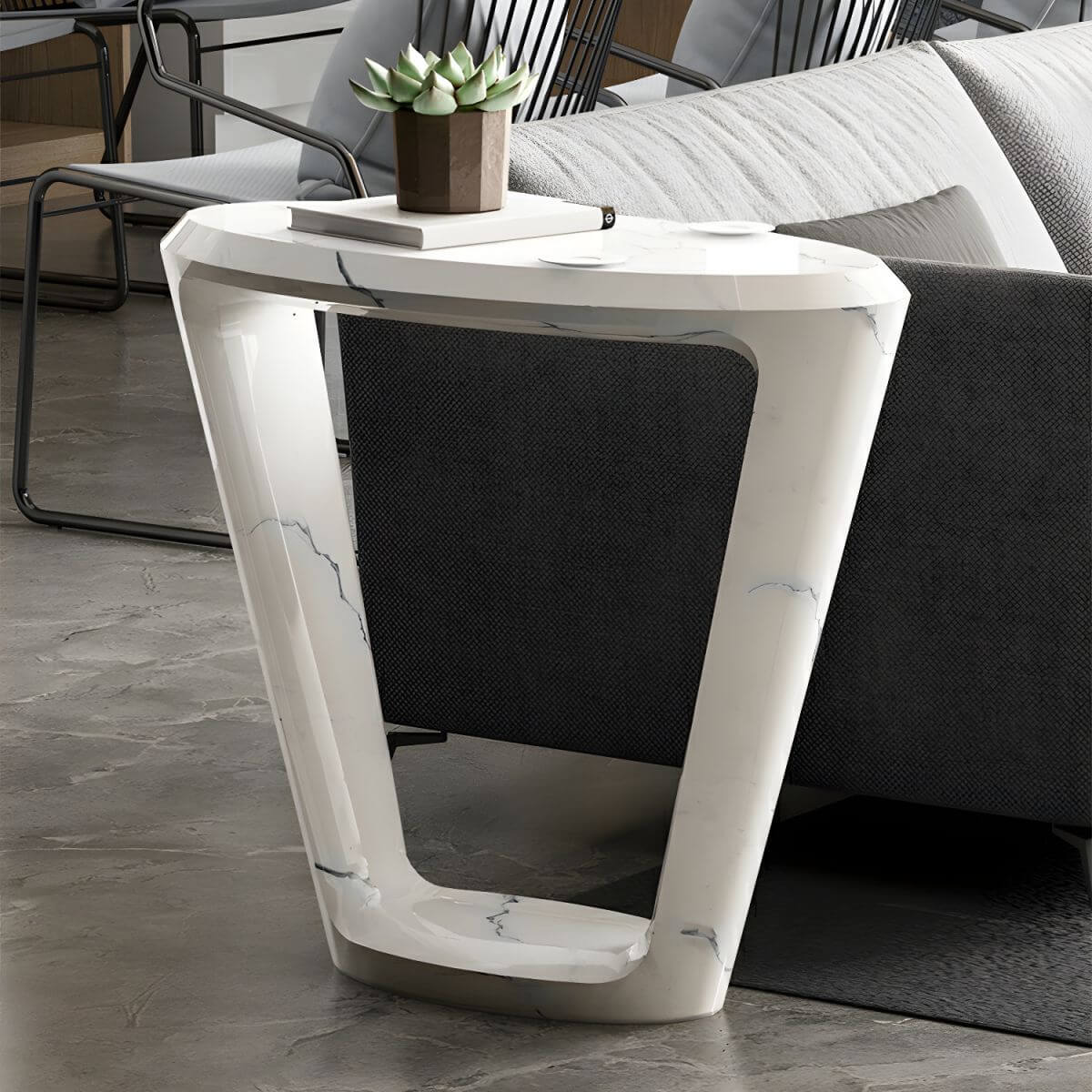 Sculptural Oval Side Table in High-Gloss Fiberglass Main Product Image Main image