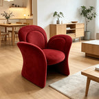 Sculptural Petal Accent Chair in Matte Suede for Lounge and Balcony