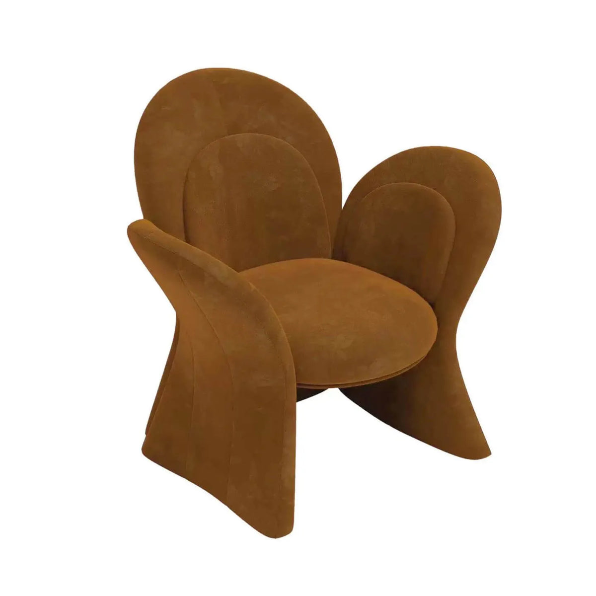 Sculptural Petal Accent Chair in Matte Suede for Lounge and Balcony