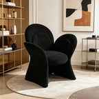 Sculptural Petal Accent Chair in Matte Suede for Lounge and Balcony