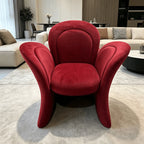 Sculptural Petal Accent Chair in Matte Suede for Lounge and Balcony