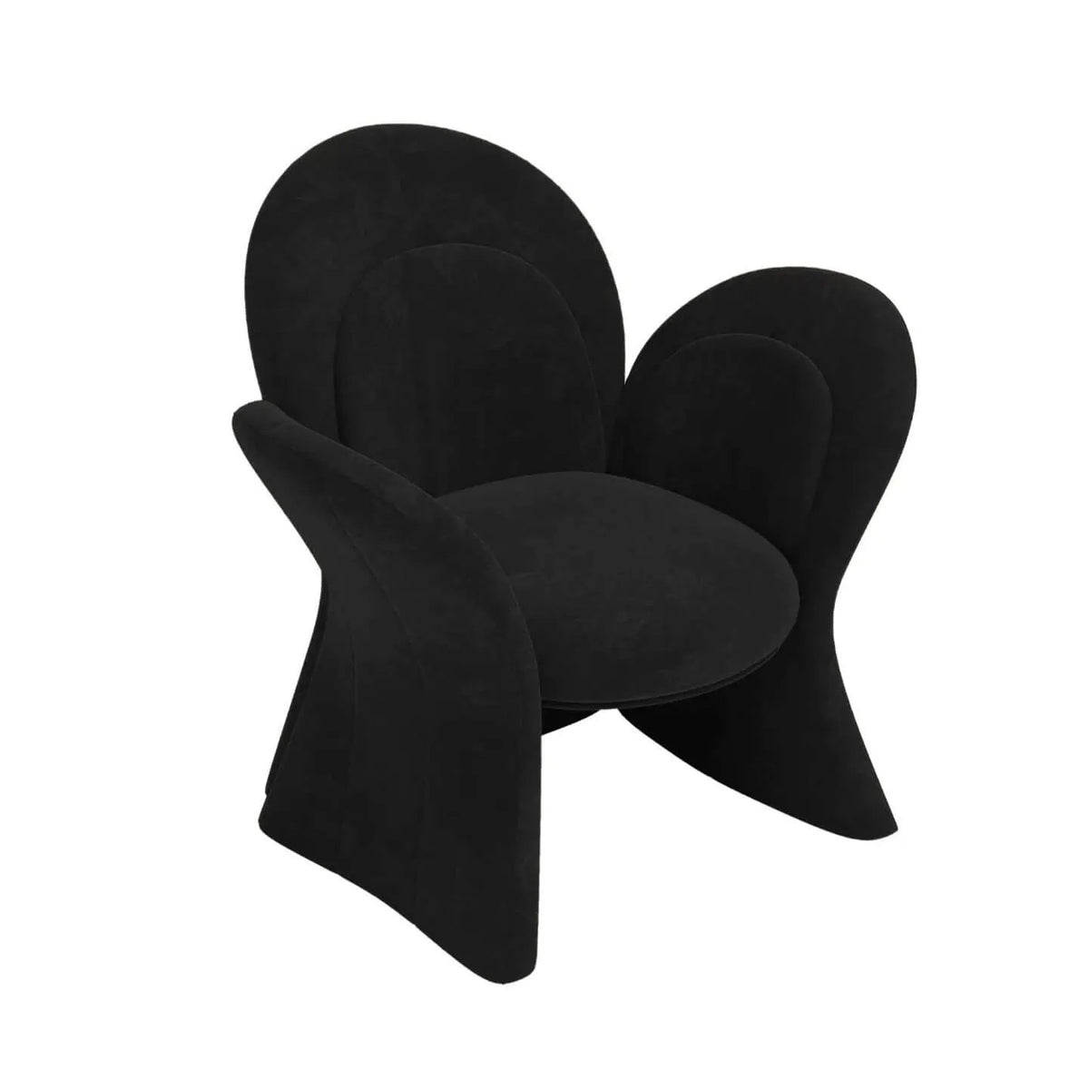 Sculptural Petal Accent Chair in Matte Suede for Lounge and Balcony