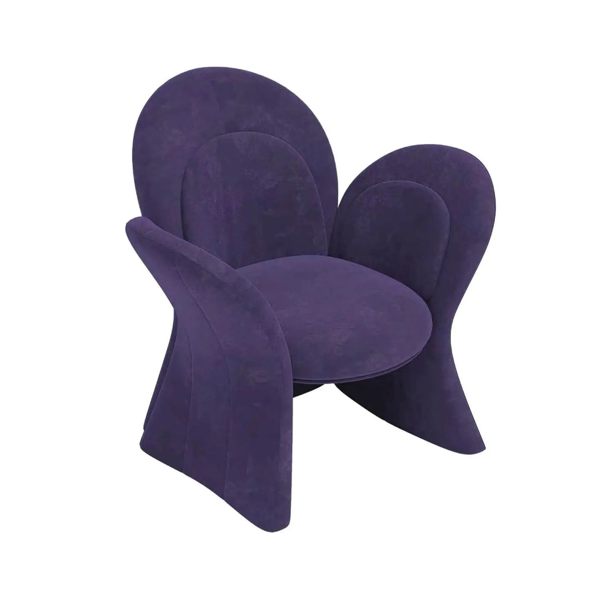 Sculptural Petal Accent Chair in Matte Suede for Lounge and Balcony