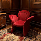 Sculptural Petal Accent Chair in Matte Suede for Lounge and Balcony
