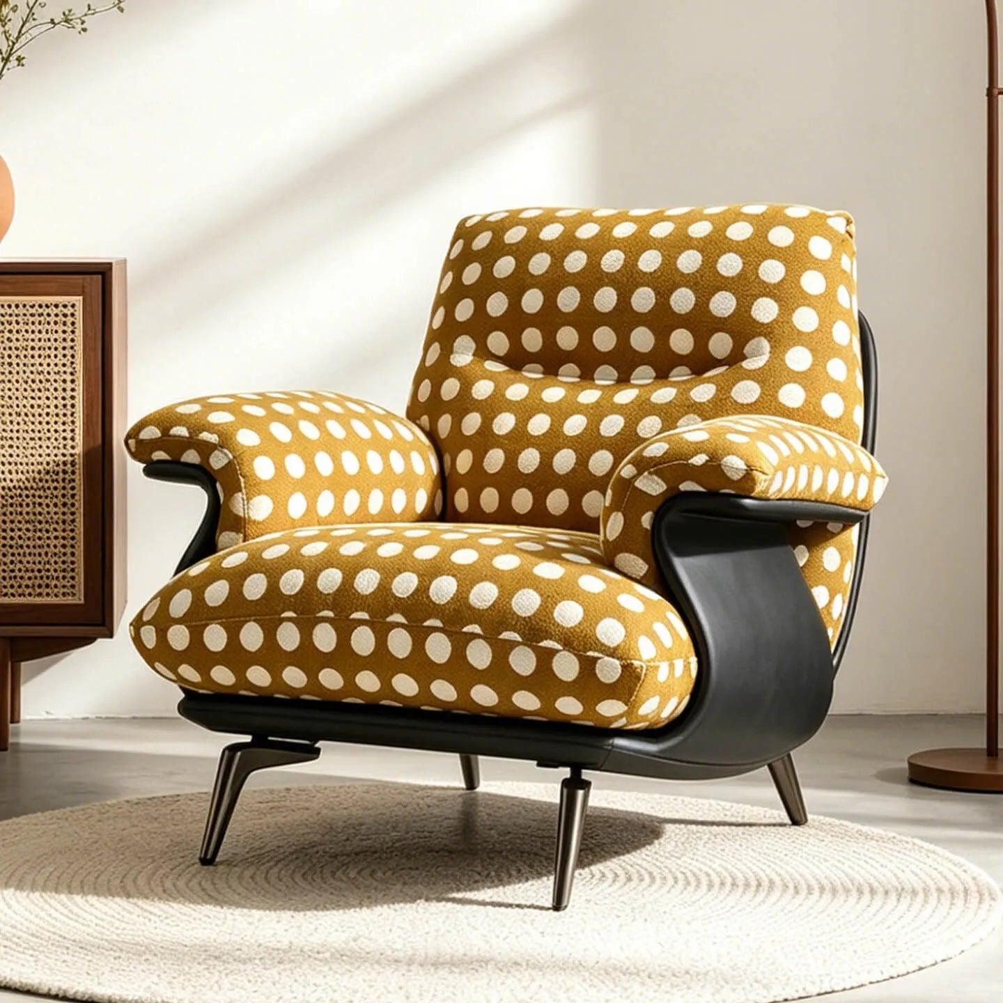 Sculptural Polka Dot Chair Lounge Series With Swivel or Fixed Base