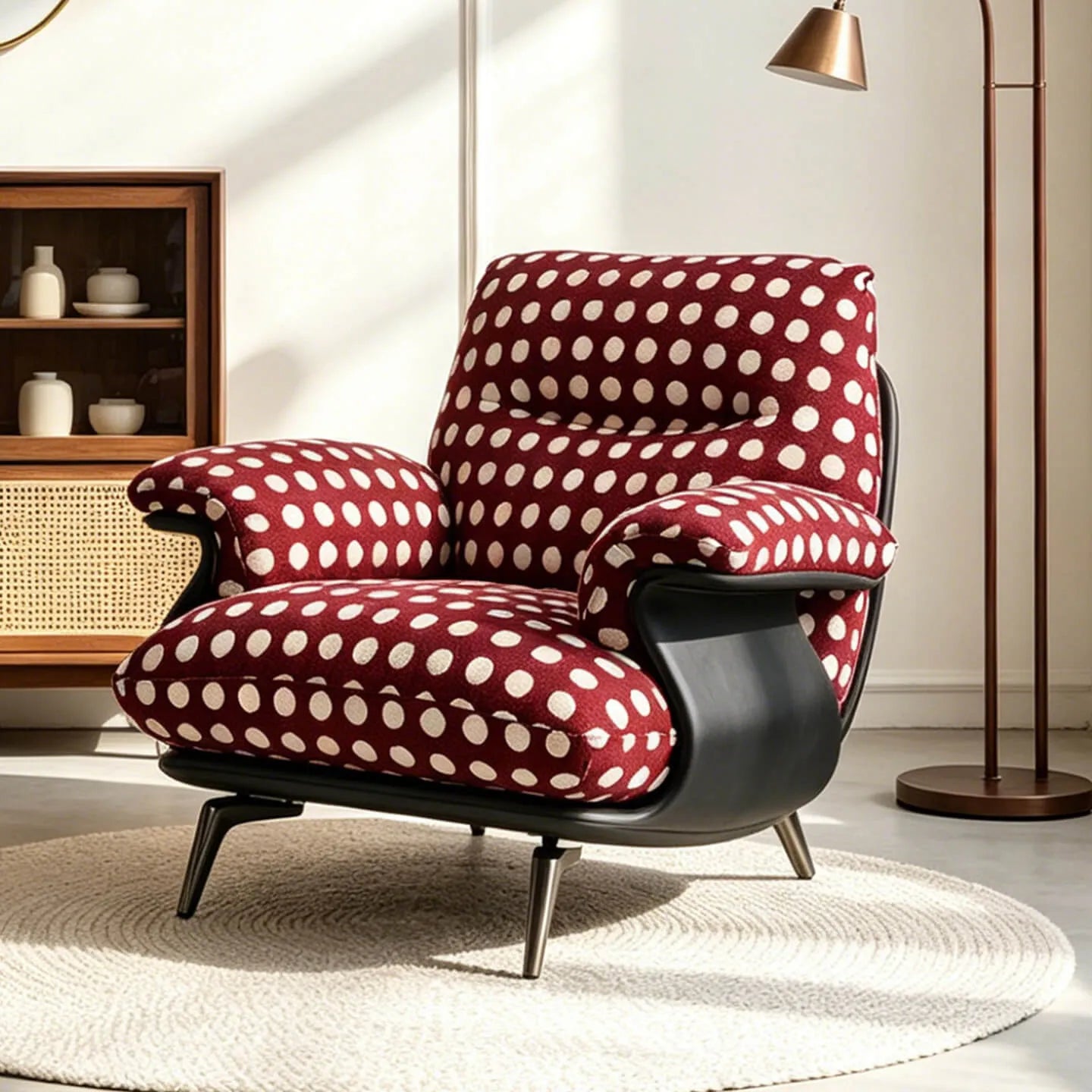 Sculptural Polka Dot Chair Lounge Series With Swivel or Fixed Base