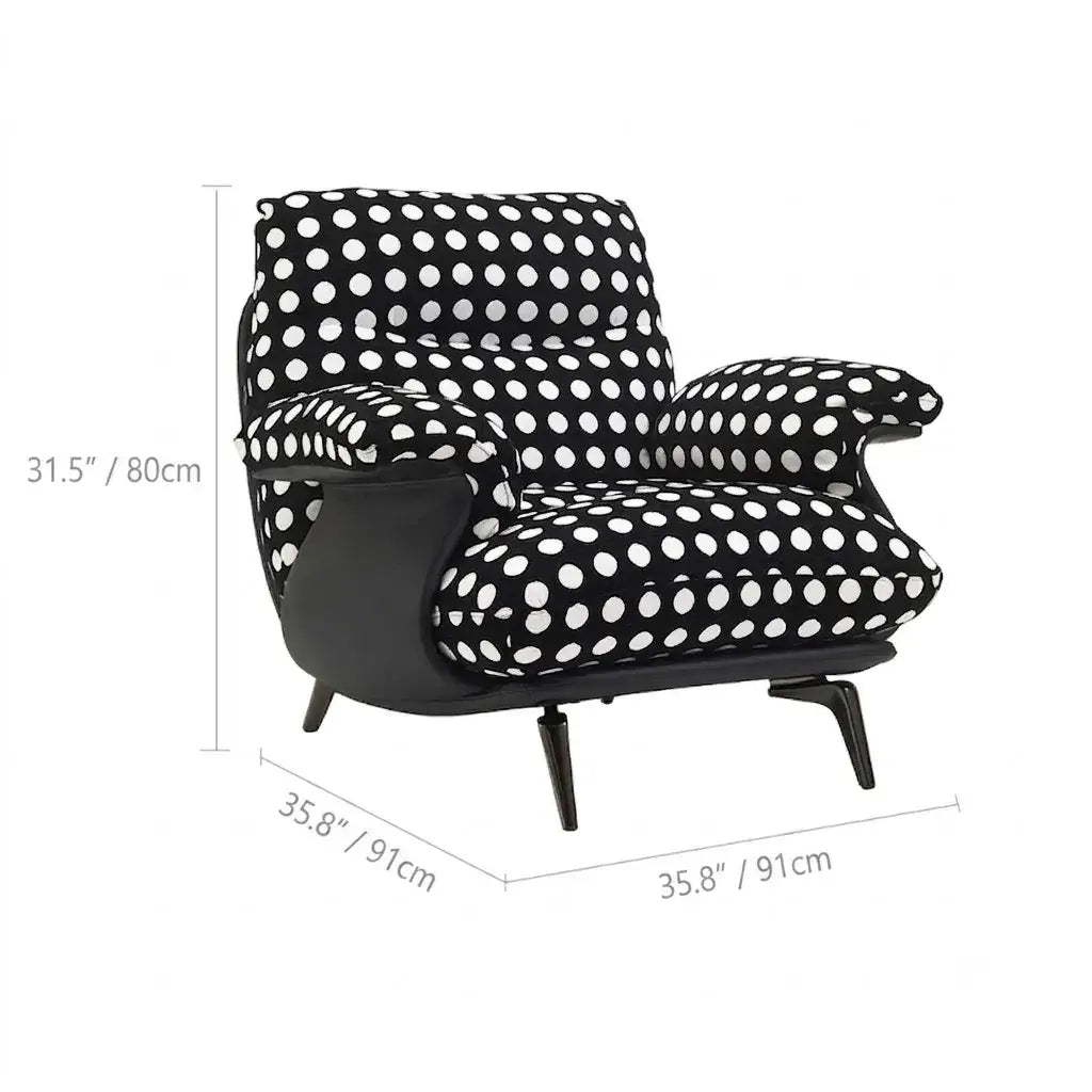 Sculptural Polka Dot Chair Lounge Series With Swivel or Fixed Base Dimensions
