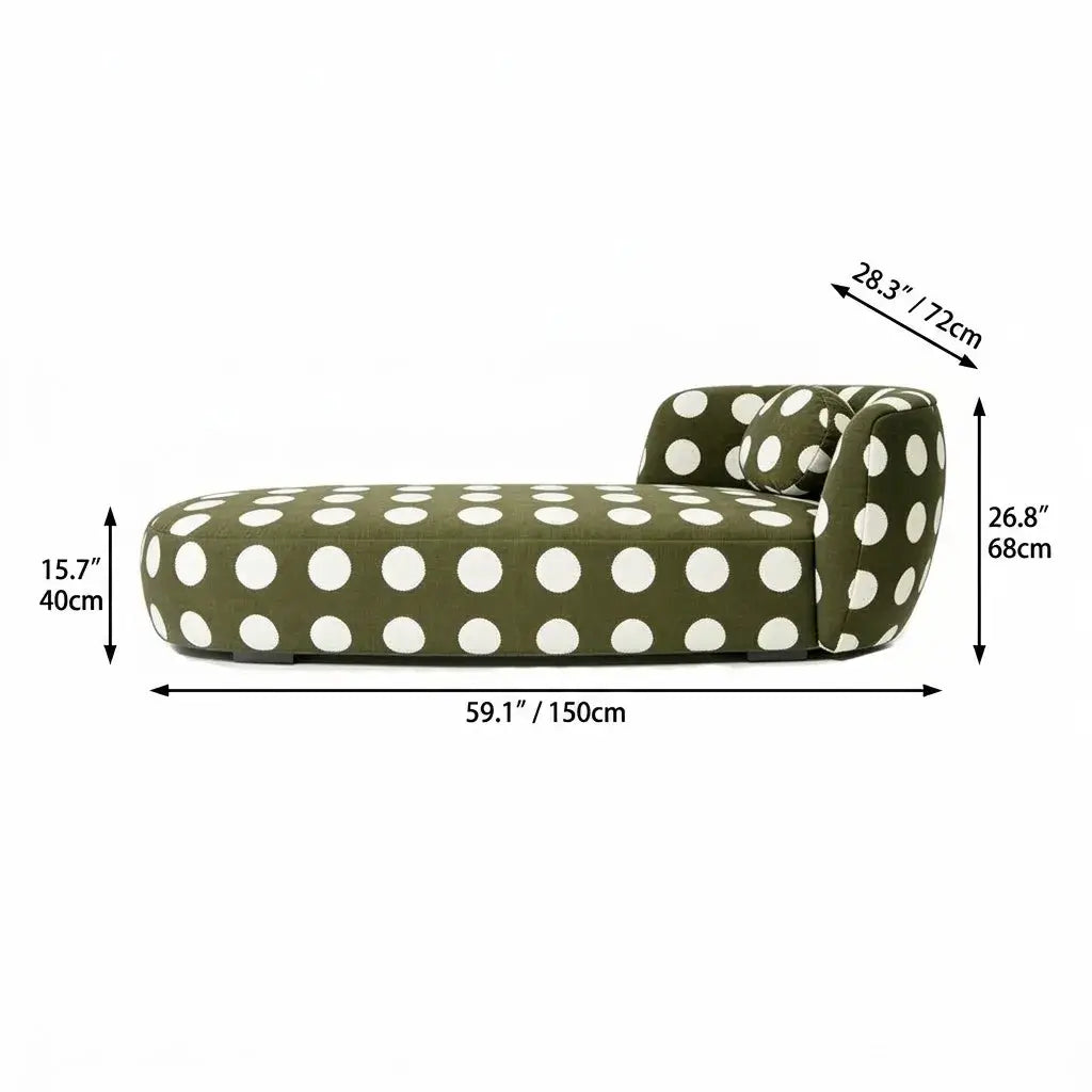 Sculptural Polka Dot Chaise Lounge in Retro Olive for Artistic Living Spaces