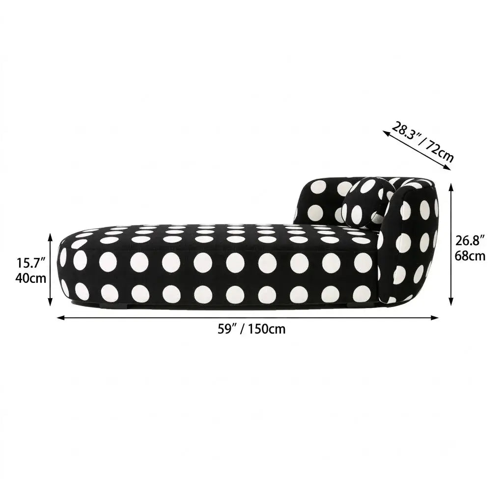 Sculptural Polka Dot Chaise Lounge in Retro Olive for Artistic Living Spaces
