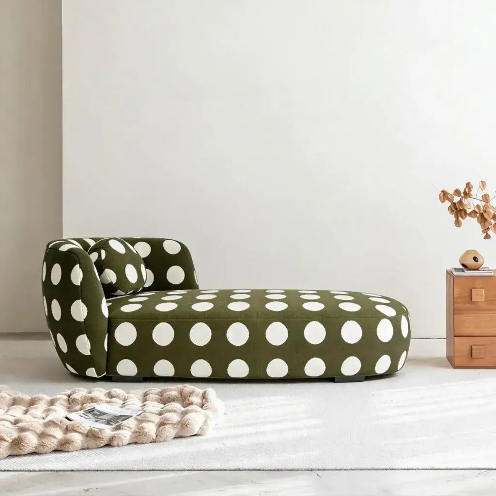 Sculptural Polka Dot Chaise Lounge in Retro Olive for Artistic Living Spaces Image secondaire du produit