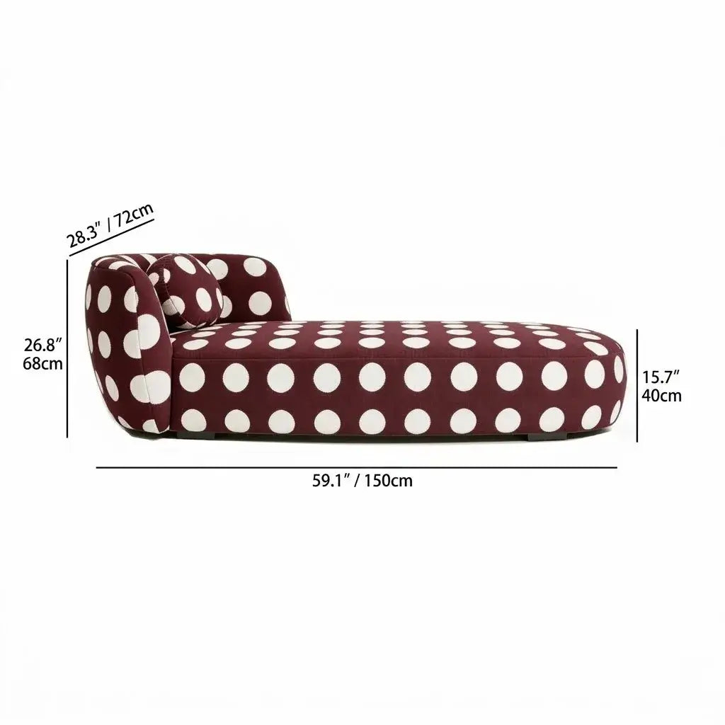 Sculptural Polka Dot Chaise Lounge in Retro Olive for Artistic Living Spaces