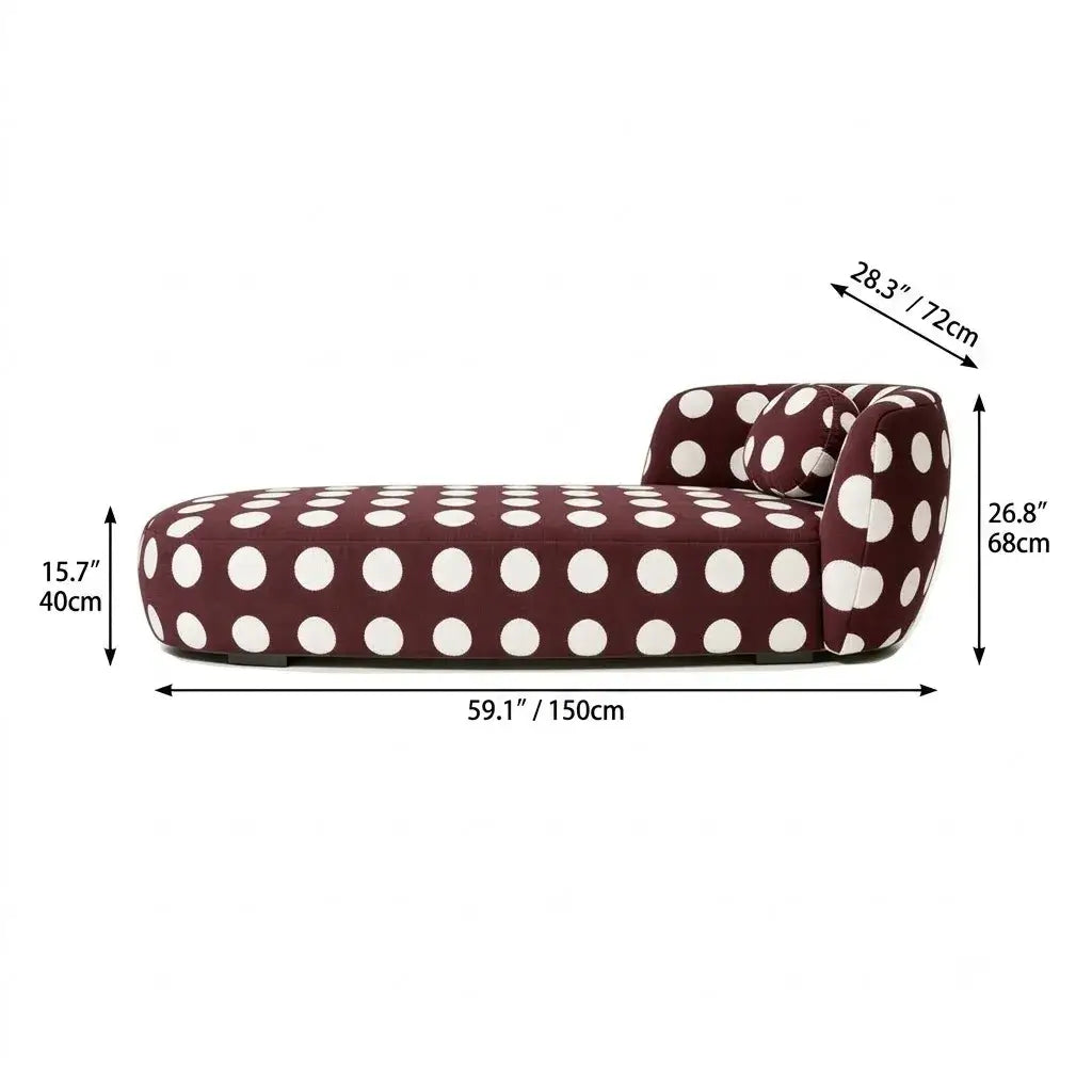 Sculptural Polka Dot Chaise Lounge in Retro Olive for Artistic Living Spaces