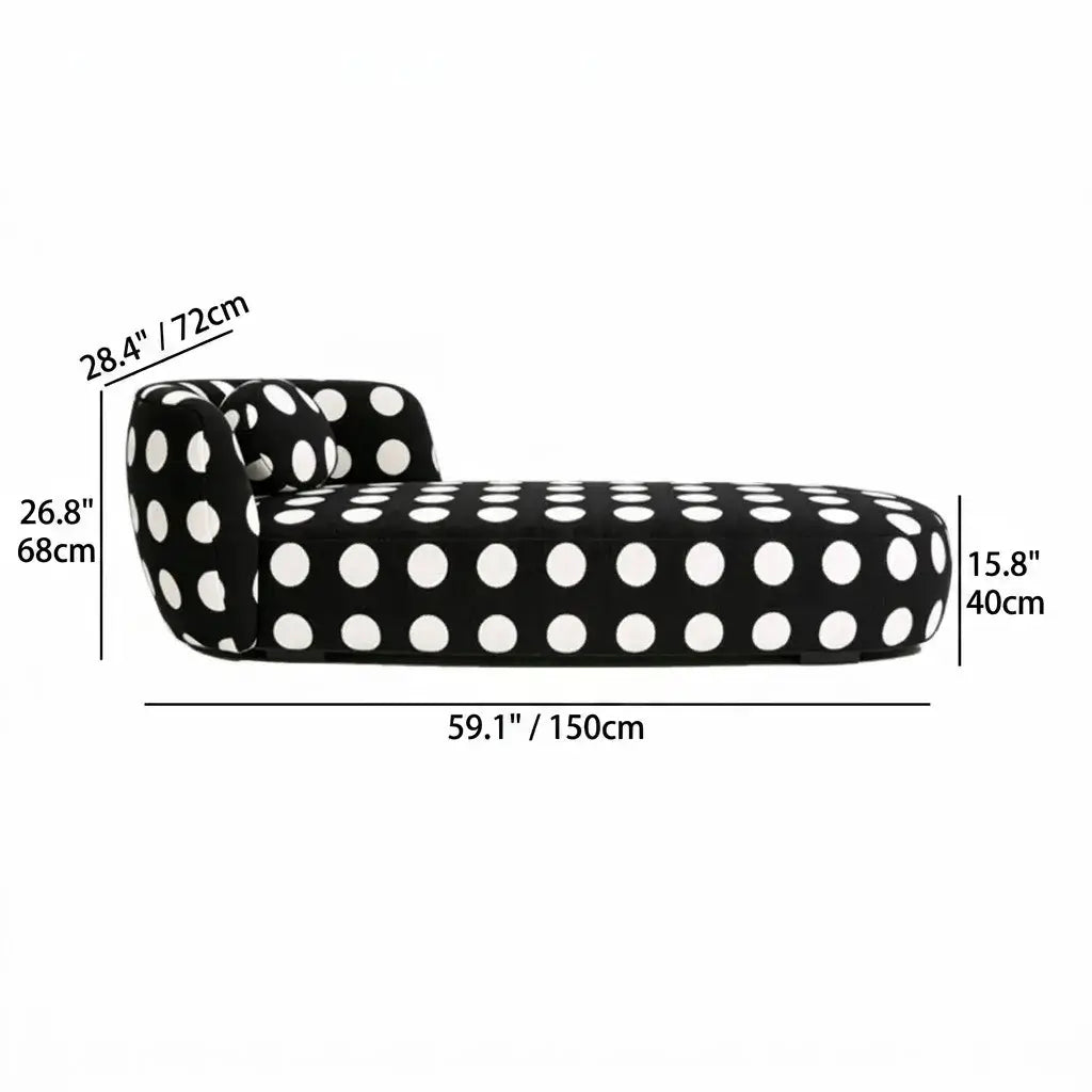 Sculptural Polka Dot Chaise Lounge in Retro Olive for Artistic Living Spaces