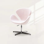 Sculptural Rabbit Velvet Swan Office Chai With Fixed Or Caster Vanity Base