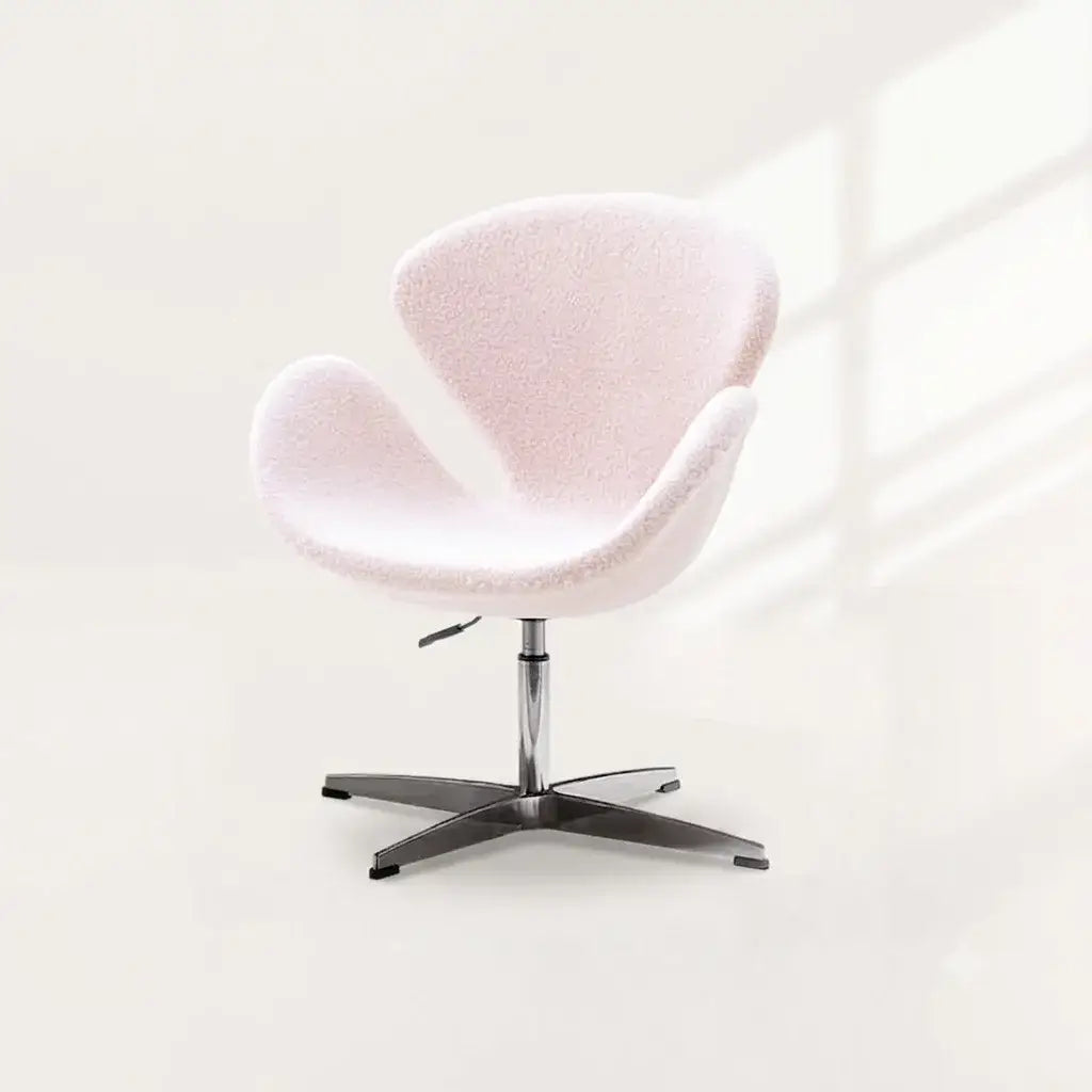 Sculptural Rabbit Velvet Swan Office Chai With Fixed Or Caster Vanity Base