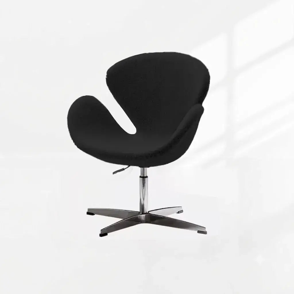 Sculptural Rabbit Velvet Swan Office Chai With Fixed Or Caster Vanity Base