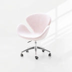 Sculptural Rabbit Velvet Swan Office Chai With Fixed Or Caster Vanity Base