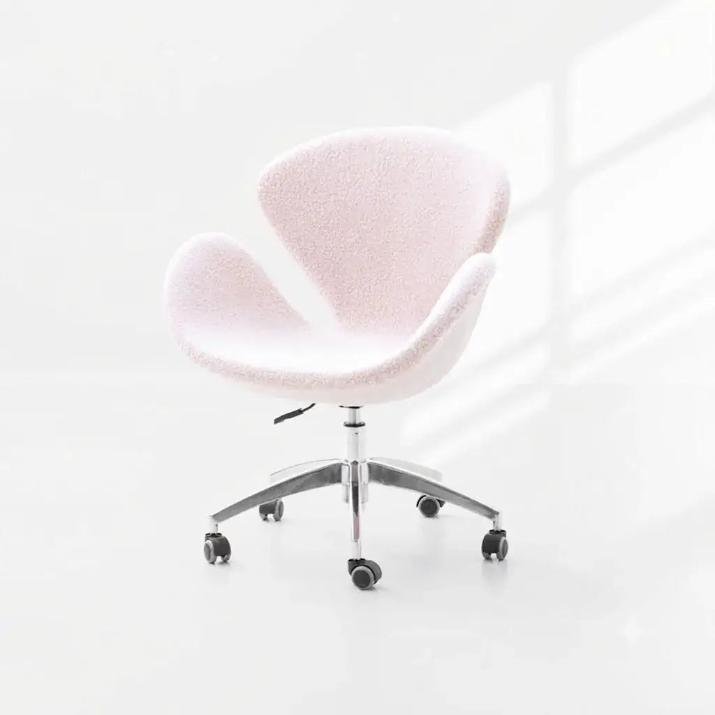 Sculptural Rabbit Velvet Swan Office Chai With Fixed Or Caster Vanity Base