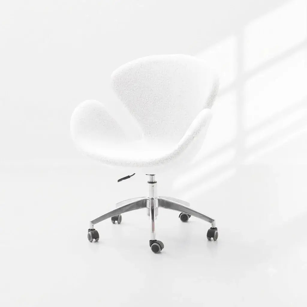 Sculptural Rabbit Velvet Swan Office Chai With Fixed Or Caster Vanity Base