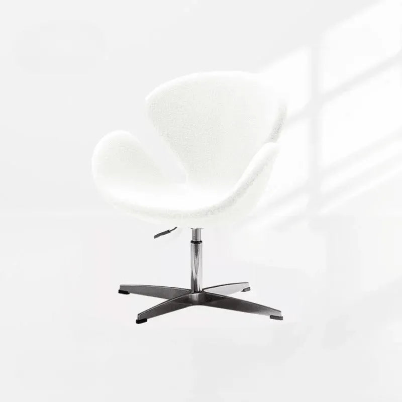 Sculptural Rabbit Velvet Swan Office Chai With Fixed Or Caster Vanity Base