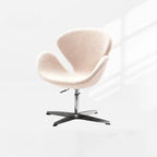 Sculptural Rabbit Velvet Swan Office Chai With Fixed Or Caster Vanity Base