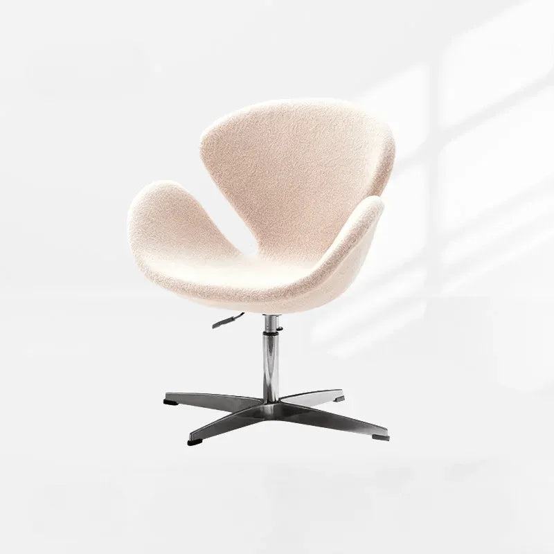 Sculptural Rabbit Velvet Swan Office Chai With Fixed Or Caster Vanity Base