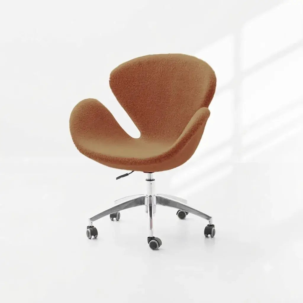 Sculptural Rabbit Velvet Swan Office Chai With Fixed Or Caster Vanity Base