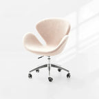 Sculptural Rabbit Velvet Swan Office Chai With Fixed Or Caster Vanity Base