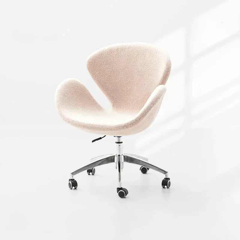 Sculptural Rabbit Velvet Swan Office Chai With Fixed Or Caster Vanity Base