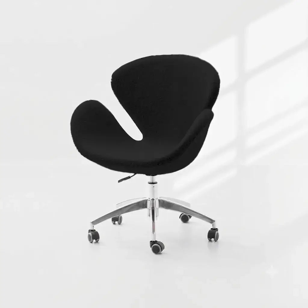 Sculptural Rabbit Velvet Swan Office Chai With Fixed Or Caster Vanity Base