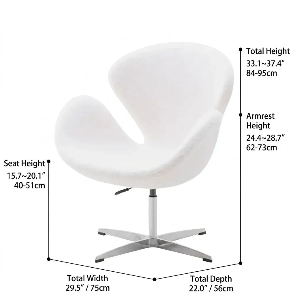 Sculptural Rabbit Velvet Swan Office Chai With Fixed Or Caster Vanity Base Dimensions