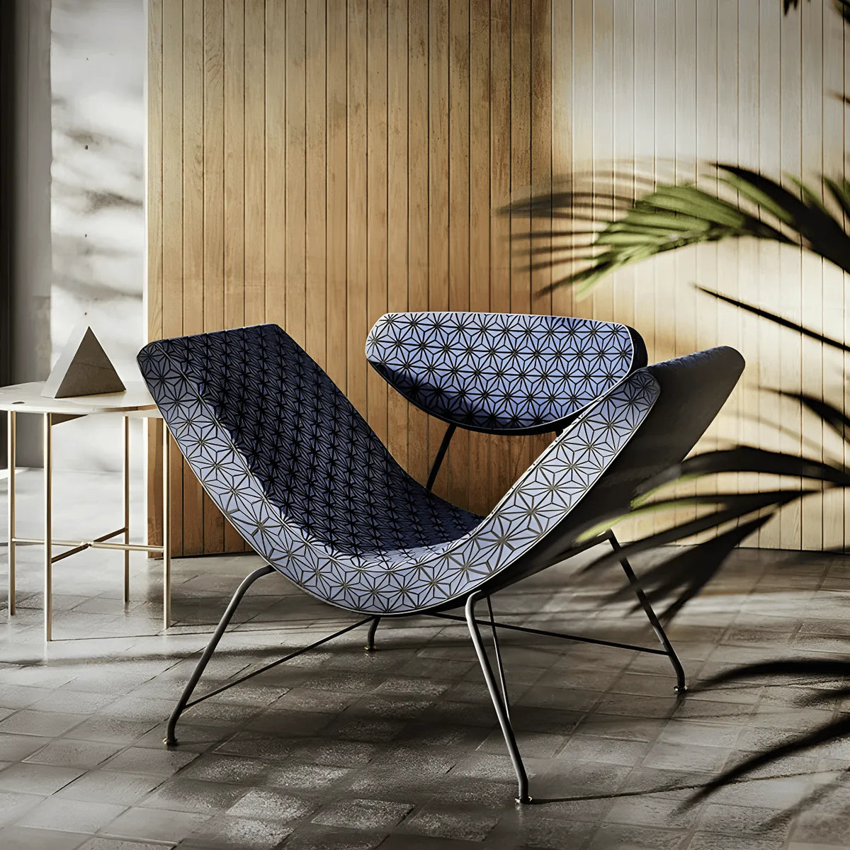 Sculptural Reversível Boucle Armchair with Floating Cushion Frame