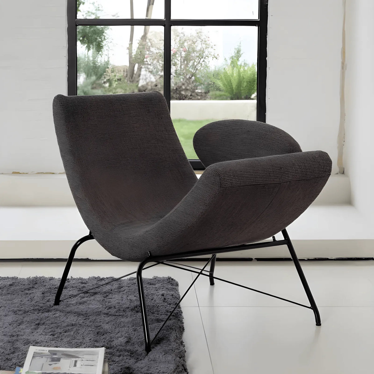 Sculptural Reversível Boucle Armchair with Floating Cushion Frame