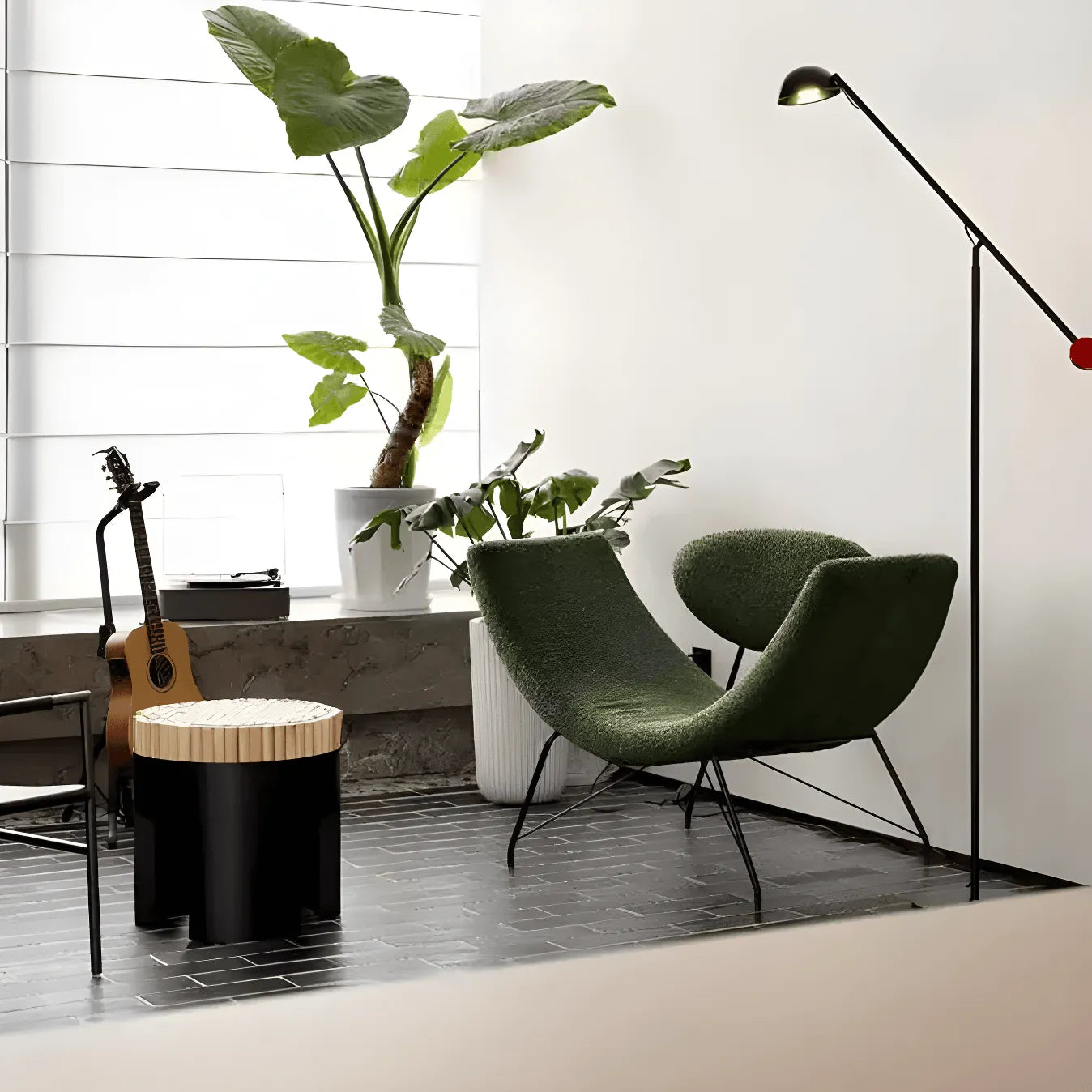 Sculptural Reversível Boucle Armchair with Floating Cushion Frame