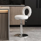 Sculptural Ring Back Bar Stool with Swivel Lift and Upholstered Seat