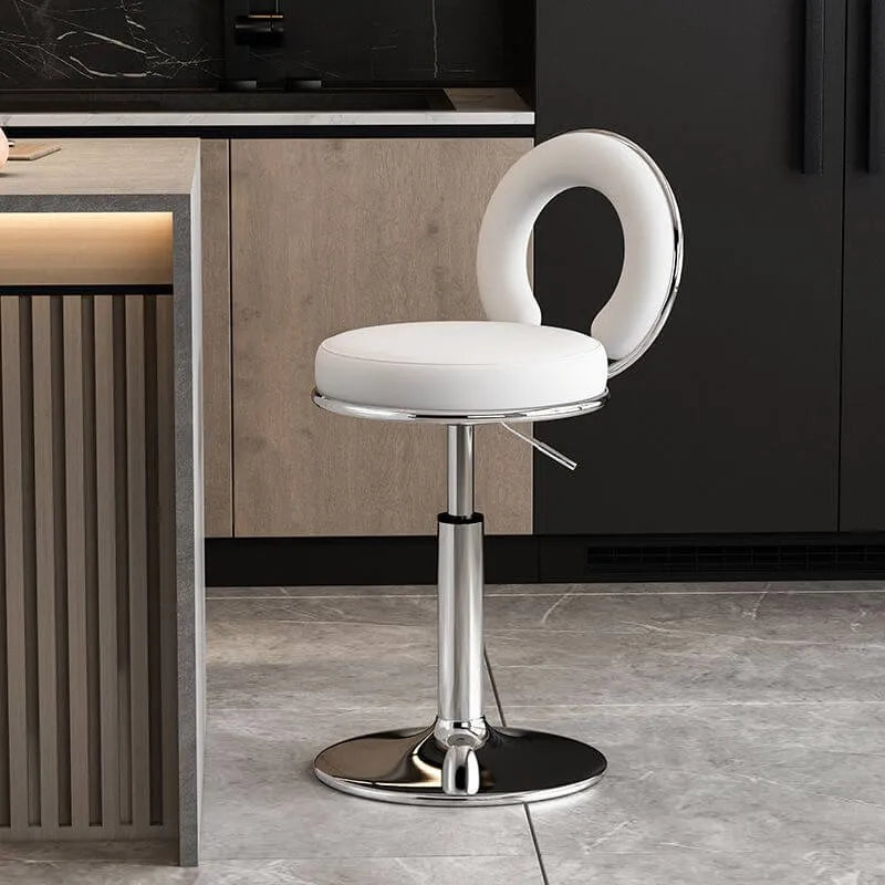 Sculptural Ring Back Bar Stool with Swivel Lift and Upholstered Seat