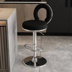 Sculptural Ring Back Bar Stool with Swivel Lift and Upholstered Seat