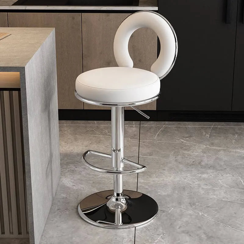 Sculptural Ring Back Bar Stool with Swivel Lift and Upholstered Seat