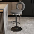 Sculptural Ring Back Bar Stool with Swivel Lift and Upholstered Seat
