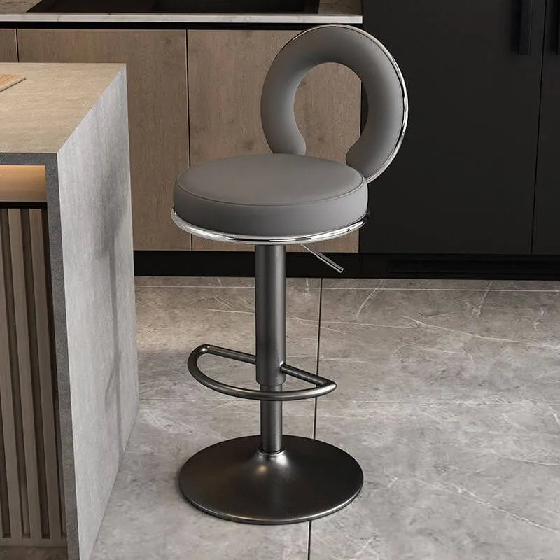 Sculptural Ring Back Bar Stool with Swivel Lift and Upholstered Seat