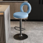Sculptural Ring Back Bar Stool with Swivel Lift and Upholstered Seat