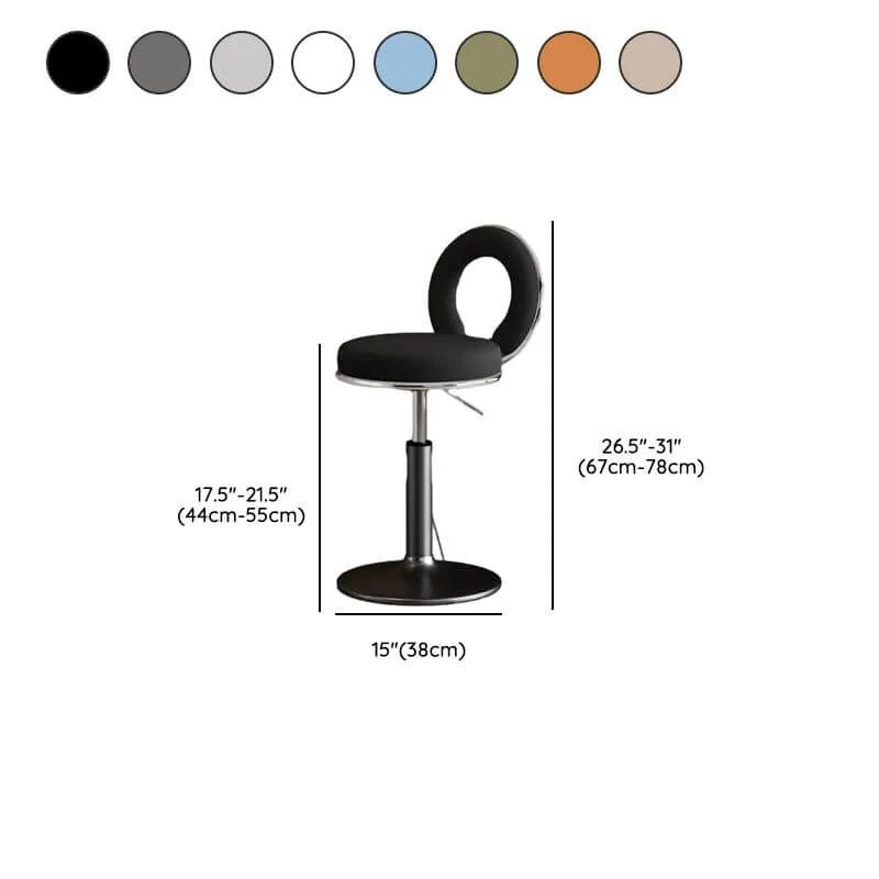 Sculptural Ring Back Bar Stool with Swivel Lift and Upholstered Seat