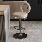Sculptural Ring Back Bar Stool with Swivel Lift and Upholstered Seat