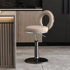 Sculptural Ring Back Bar Stool with Swivel Lift and Upholstered Seat
