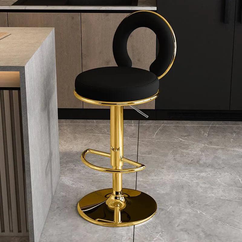 Sculptural Ring Back Bar Stool with Swivel Lift and Upholstered Seat