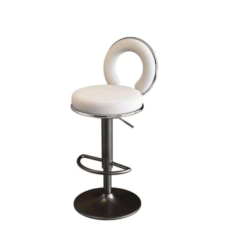 Sculptural Ring Back Bar Stool with Swivel Lift and Upholstered Seat