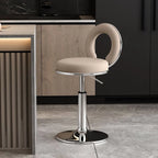 Sculptural Ring Back Bar Stool with Swivel Lift and Upholstered Seat