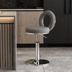 Sculptural Ring Back Bar Stool with Swivel Lift and Upholstered Seat