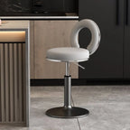 Sculptural Ring Back Bar Stool with Swivel Lift and Upholstered Seat